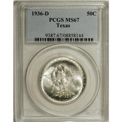 1936-D 50C Texas MS67 PCGS. The gleaming, brilliant su