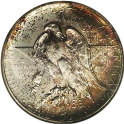 1938-D 50C Texas MS68 S NGC. Splashes of rose-red, se
