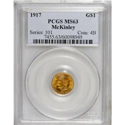 1917 G$1 McKinley MS63 PCGS. Select and highly lustrou