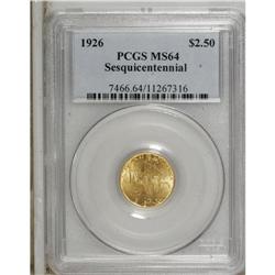 1926 $2 1/2 Sesquicentennial MS64 PCGS. Dazzling luste