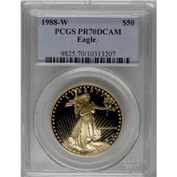1988-W G$50 One-Ounce Gold Eagle PR70 Deep Cameo PCGS.