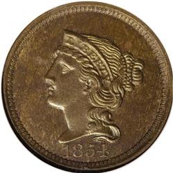 1854 P1C One Cent, Judd-161 Original, Pollock-187, R.4