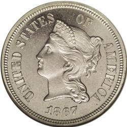 1867 5C Five Cents, Judd-570, Pollock-638, 640, R.5, P