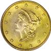 Image 1 : 1849 G$1 No L MS64 PCGS. This first-year-of-issue nar-