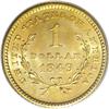 Image 2 : 1849 G$1 No L MS65 PCGS. Repunching is noticeable on a