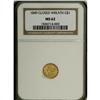 Image 1 : 1849 G$1 Closed Wreath MS62 NGC. Softly struck with sa