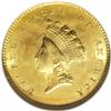 Image 1 : 1855 G$1 MS64 NGC. Satiny surfaces are combined with a