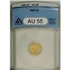 Image 1 : 1863 G$1 AU55 ANACS. A charming example of this elusiv