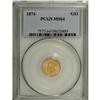 Image 1 : 1874 G$1 MS64 PCGS. Attractive satiny luster and peach