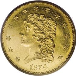 1834 $2 1/2 Classic MS63 PCGS. This is the plentiful S