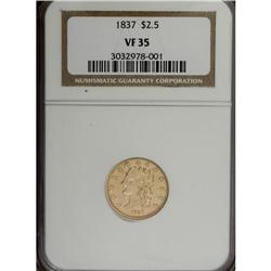 1837 $2 1/2 VF35 NGC. McCloskey-B, R.3. A subtly radia