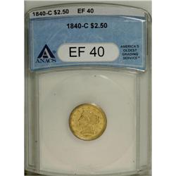 1840-C $2 1/2 XF40 ANACS. Variety 1-A. This straw-gold
