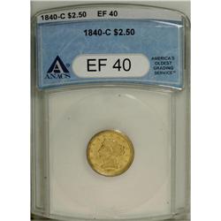 1840-C $2 1/2 XF40 ANACS. Variety 1-A. This straw-gold