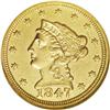 Image 1 : 1847-C $2 1/2 --Cleaned--ANACS. AU58 Details. Variety 8