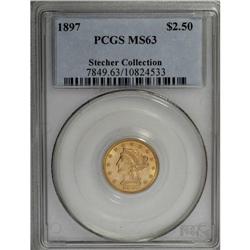 1897 $2 1/2 MS63 PCGS. Select with vibrant luster. The