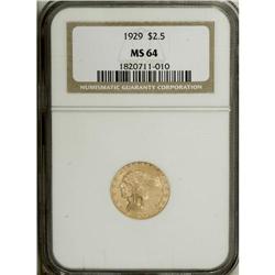 1929 $2 1/2 MS64 NGC. An attractive near-Gem represent