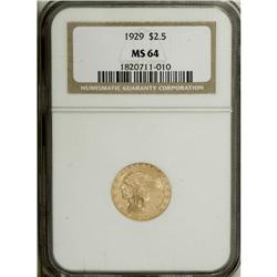 1929 $2 1/2 MS64 NGC. An attractive near-Gem represent