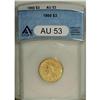 Image 1 : 1860 $3 AU53 ANACS. Light but distinct wear is noted o