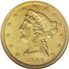 Image 1 : 1859-C $5 AU55 NGC. Variety 27-M, the only variety for
