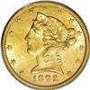 Image 1 : 1892-CC $5 MS62 PCGS. The 1892-CC half eagle, despite