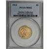 Image 1 : 1913 $5 MS62 PCGS. A boldly struck piece that has soft