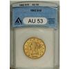 Image 1 : 1862 $10 AU53 ANACS. Flashes of luster surround protec