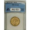 Image 1 : 1892-CC $10 AU53 ANACS. Variety 2-A. A lightly worn ex