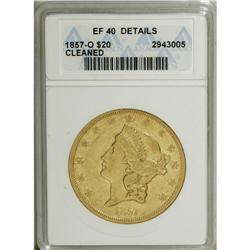 1857-O $20 --Cleaned--ANACS. XF40 Details.