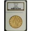 Image 1 : 1860 $20 AU58 NGC. This yellow-orange example retains