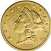 Image 1 : 1866-S $20 No Motto XF45 PCGS. Small mintmark. This pi