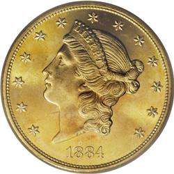 1884-S $20 MS65 PCGS. A flashy phenom, this is a coin