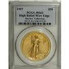 Image 3 : 1907 $20 High Relief, Wire Rim MS63 PCGS. A lovely gre