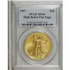 Image 3 : 1907 $20 High Relief, Flat Rim MS65 PCGS. A gorgeous G