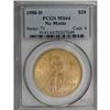 Image 1 : 1908-D $20 No Motto MS64 PCGS. Choice and suitably str