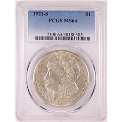 1921-S $1 Morgan Silver Dollar Coin PCGS MS64