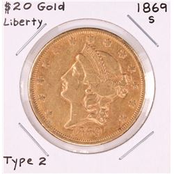 1869-S Type 2 $20 Liberty Head Double Eagle Gold Coin