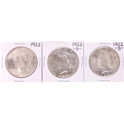 Lot of 1922-P/D/S $1 Peace Silver Dollar Coins