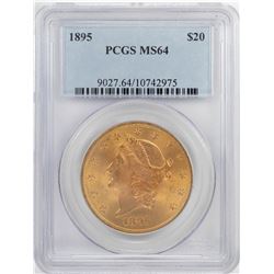 1895 $20 Liberty Head Double Eagle Gold Coin PCGS MS64