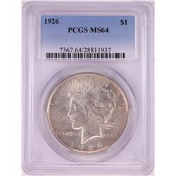 1926 $1 Peace Silver Dollar Coin PCGS MS64