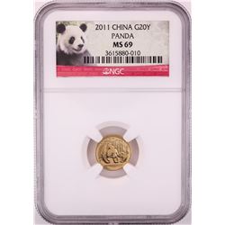2011 China 20 Yuan Panda Gold Coin NGC MS69