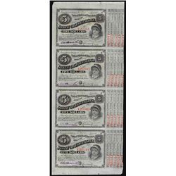 Uncut Sheet of (4) State of Louisiana Baby Bond Obsolete Notes
