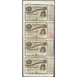 Uncut Sheet of (4) State of Louisiana Baby Bond Obsolete Notes