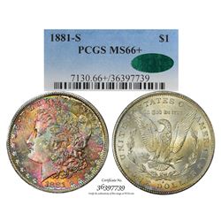 1881-S $1 Morgan Silver Dollar Coin PCGS MS66+ CAC Amazing Toning