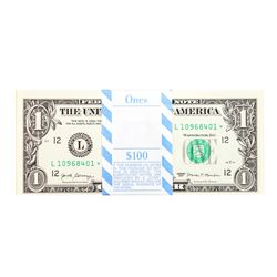 Pack of (100) Consecutive 2017 $1 Federal Reserve STAR Notes San Francisco