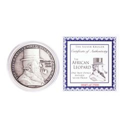 The Silver Kruger African Leopard 1 oz Antique Silver Proof Round w/COA