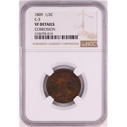 1809 C-3 Classic Head Half Cent Coin NGC VF Details