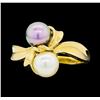 Image 1 : 14KT Yellow Gold Ladies Black and White Pearl Ring