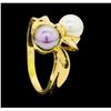 Image 4 : 14KT Yellow Gold Ladies Black and White Pearl Ring