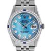 Image 1 : Rolex Men's Stainless Steel Blue String Diamond & Sapphire Datejust Wristwatch