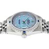 Image 8 : Rolex Men's Stainless Steel Blue String Diamond & Sapphire Datejust Wristwatch
